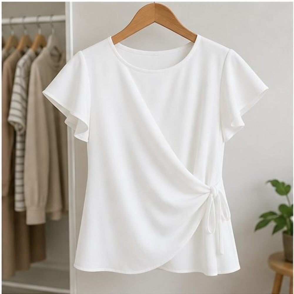 White Tie Neck Blouse